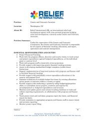 Grants and Contracts Associate - Relief International