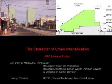 The character of urban intensification - University of Melbourne