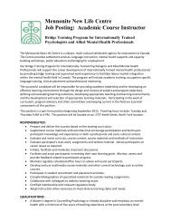 Academic Course Instructor - Mennonite New Life Centre of Toronto