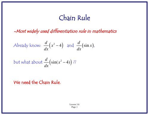 Chain Rule Chain Rule