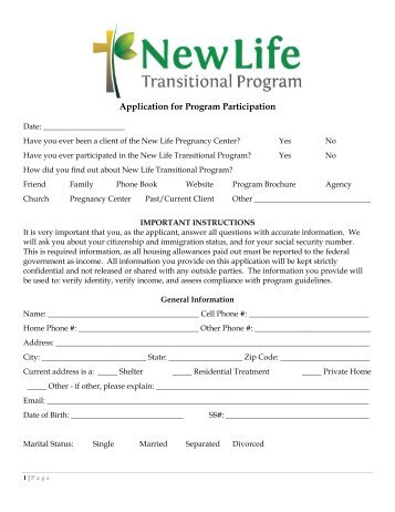 Application for Program Participation - Arizona Baptist Children's ...