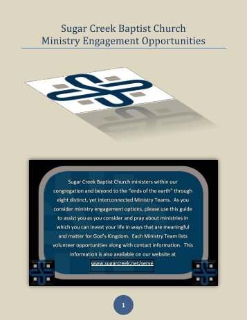 Read our Ministry Engagement Opportunities - Sugar Creek Baptist ...