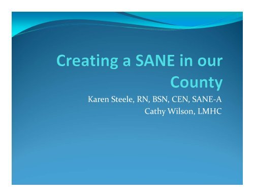 Creating a SANE in our County by Karen Steele and Catherine Wilson