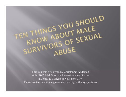 10 Things You Should Know About Male Survivors of Sexual Abuse ...