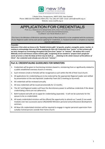 NLCI Credential Application for International Ministers - New Life ...