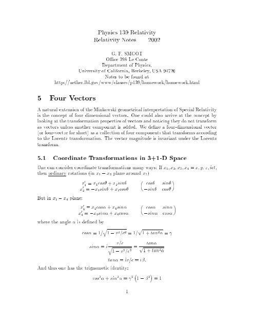 5 Four Vectors - Smoot Group Cosmology