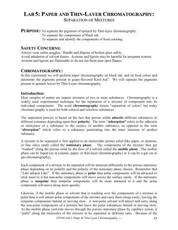 thin layer chromatography post lab report Thin layer chromatography introduction thin layer chromatography or tlc is a technique used as a separation and identification technique there are many forms of. thin layer chromatography post lab report Thin layer chromatography introduction thin layer chromatography or tlc is a technique used as a separation and identification technique there are many forms of.