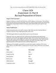 Chem 102b Experiment 14: Part II Revised Preparation of Esters