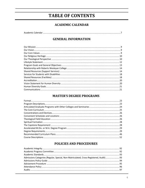 Student Catalog - Northeastern Seminary