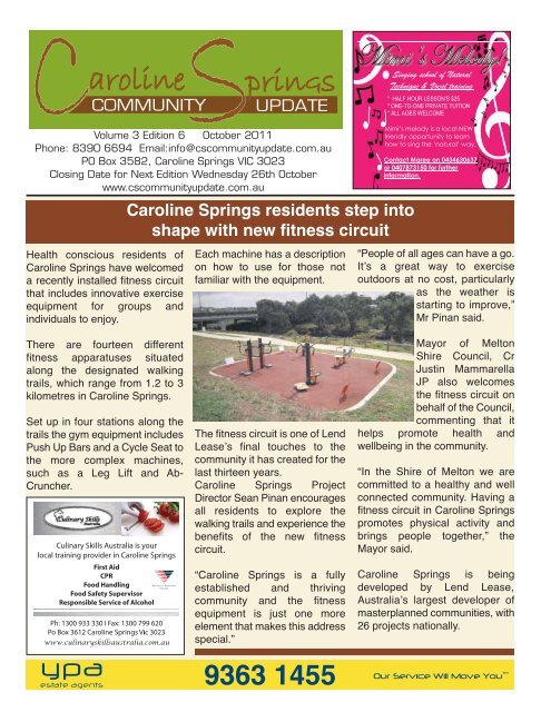 October Edition:Layout 1 - the Caroline Springs Community Update.