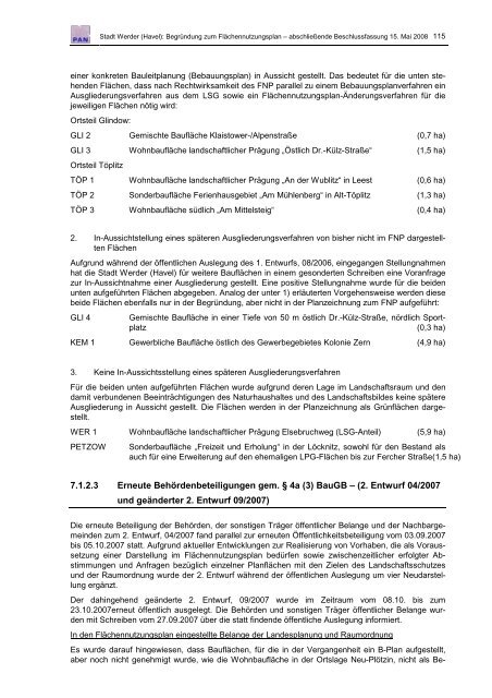 Begründung Flächennutzungplan 2020 - Werder (Havel)