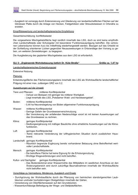 Begründung Flächennutzungplan 2020 - Werder (Havel)