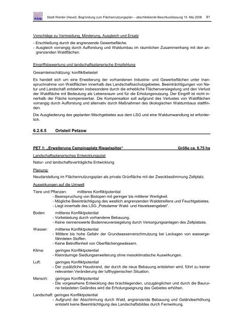 Begründung Flächennutzungplan 2020 - Werder (Havel)