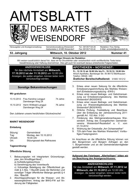 AMTSBLATT - Gemeinde Weisendorf