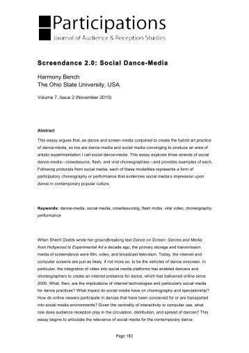 Screendance 2.0: Social Dance-Media - Participations