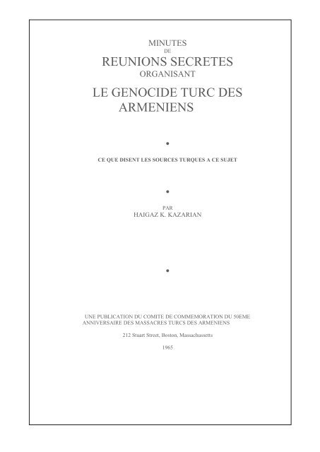 reunions secretes le genocide turc des armeniens - Nouvelles d ...