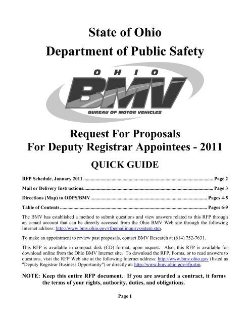2011 Deputy Registrar Request For Proposals - Ohio Bureau of ...