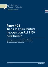Form 401 Trans-Tasman Mutual Recognition Act 1997 Application