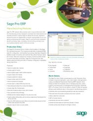 Sage Pro ERP Manufacturing Modules - Cornerstone Consulting