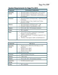 System Requirements for Sage Pro 2010