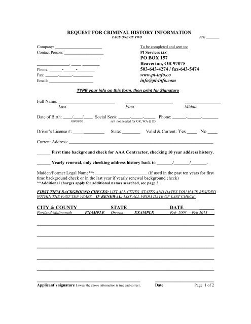 Background check form pdf