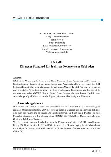 KNX-RF - Weinzierl Engineering GmbH
