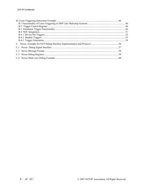 Open Core Protocol Debug Interface Specification rev 1.0 - OCP-IP