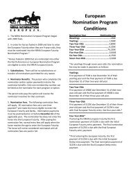 European Nomination Program Conditions - NRHA