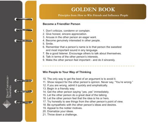 DALE CARNEGIE'S GOLDEN BOOK - Dale Carnegie Japan