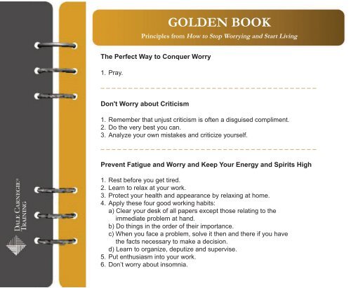 DALE CARNEGIE'S GOLDEN BOOK - Dale Carnegie Japan