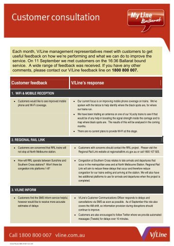 Customer feedback V/Line's response