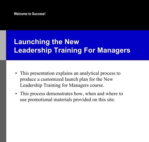 Launching the New Leadership Training For Managers - sales ...