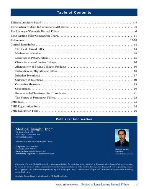 Dermal Fillers Comparison Chart