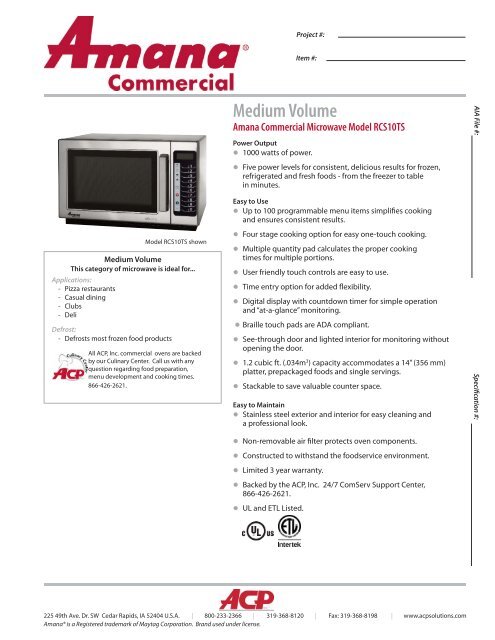 Product Specification Sheet - Microwave Specialties Inc.
