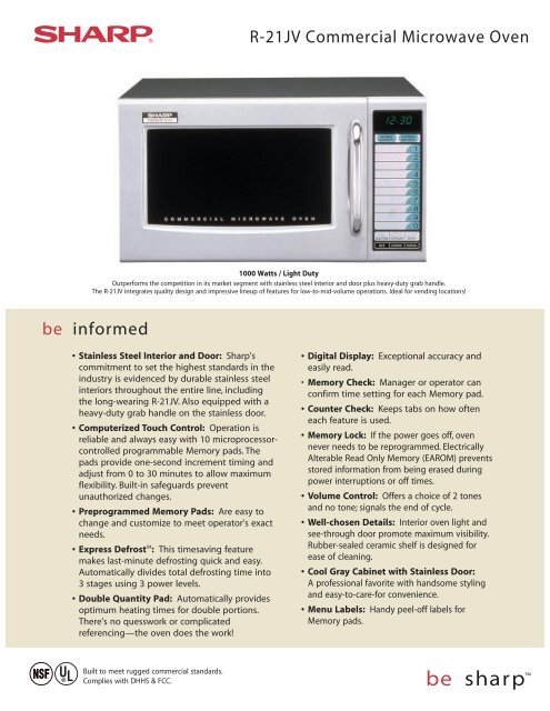 R-21JV Specification Sheet - Microwave Specialties Inc.