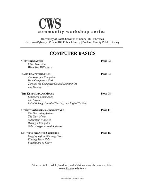 Computer Basics (PDF) - UNC Chapel Hill Libraries