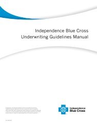 Independence Blue Cross Underwriting Guidelines Manual