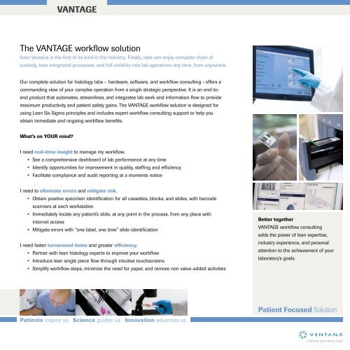 The VANTAGE workflow solution VANTAGE - Ventana Medical ...