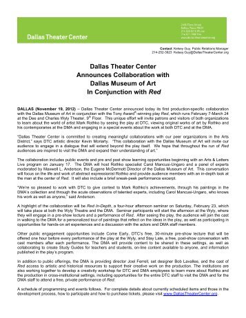 Dallas Theater Center Announces Collaboration with Dallas ...