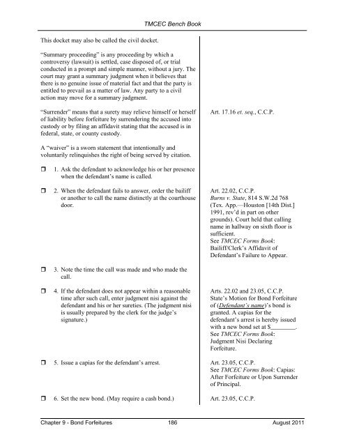 ix.bond forfeitures - Texas Municipal Courts Education Center