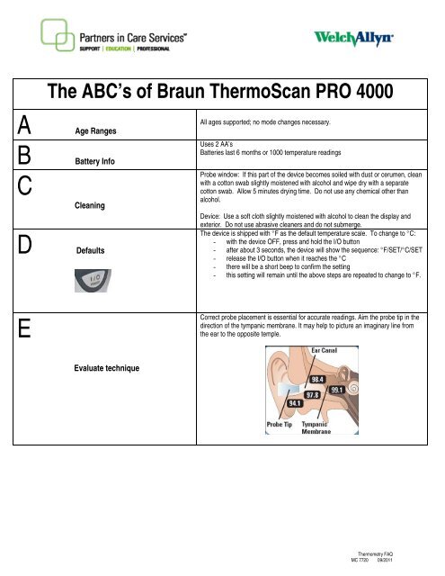 The ABC's of Braun ThermoScan PRO 4000 - Welch Allyn