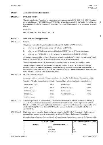 ENR 1.7 - Irish Aviation Authority