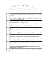 Teacher Efficacy Rating scale from UMSL - Character Education ...