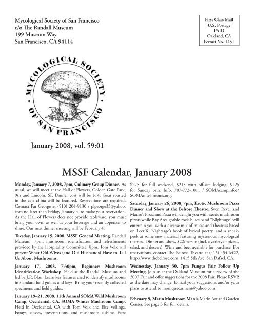 January, 2008 - Mycological Society of San Francisco
