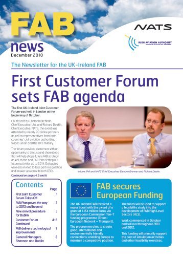 First Customer Forum sets FAB agenda news - Irish Aviation Authority