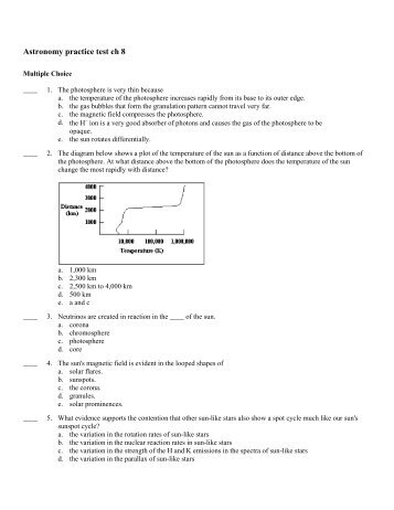 Astronomy practice test ch 8