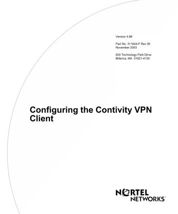 Configuring the Contivity VPN Client
