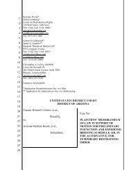 Tucson Women's Center v. Arizona Medical Board: Memorandum