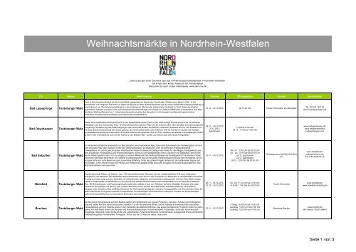 Download Liste Weihnachtsmärkte im Teutoburger Wald