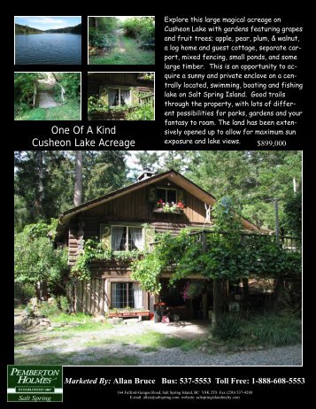 One Of A Kind Cusheon Lake Acreage